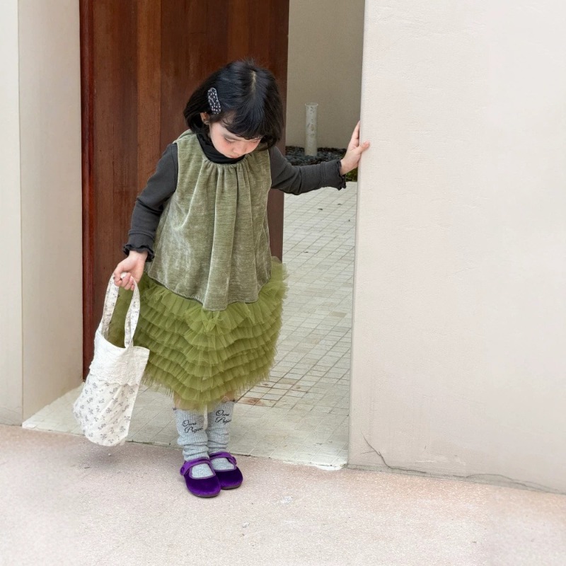 Baby Clothing High End - 女児服 2026年秋冬新作 女児用韓国ハイエンドファッション衣装 ベビートレジャーベース ベルベットヤーンスカート
