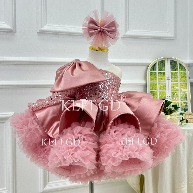 Baby Clothing High End - KLFLGD ゴージャスでエレガントな女の子用ドレス サテンリボン付き 高級パーティードレス 絶妙なベビーガールワンピース 1歳児用衣装