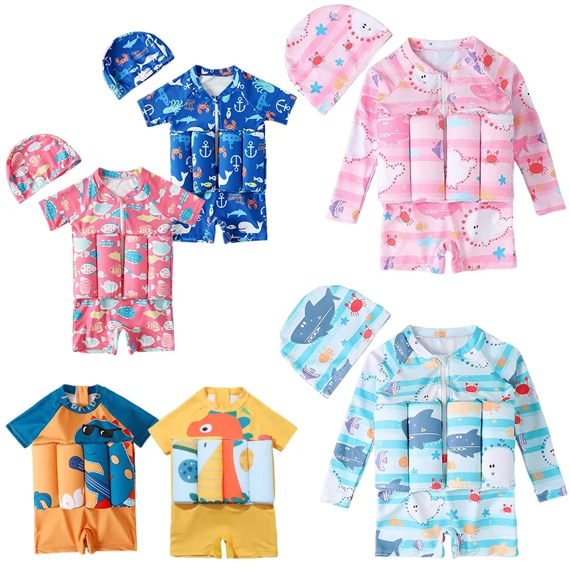 Baby Clothing Dividers - 子供用漫画プリント水着、浮力水着、フローティングラッシュガード、男の子と女の子用の水着、水着、子供用水着、1個