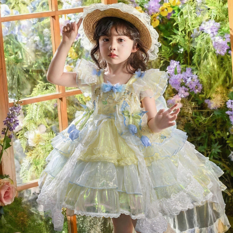 Baby Clothing High End - 女の子ハイエンドロリータプリンセスドレス子供誕生日ドレス女の子ベビー夏ふわふわドレスフラワーガール服