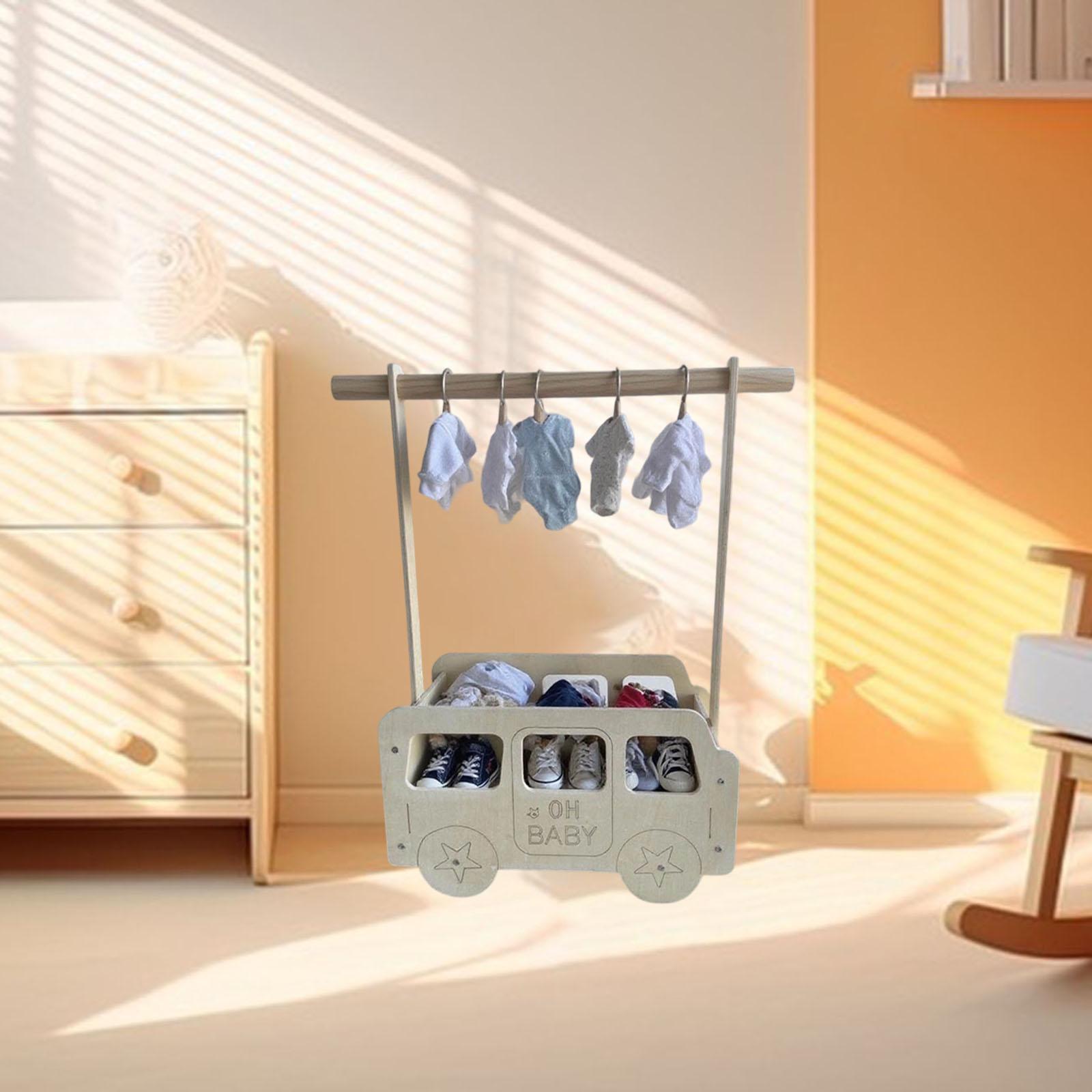 Baby Clothing Hanging Rack - ペット服ラック ベビーシャワー クレート クローゼット 吊り下げ式木製自立型ペットおもちゃ収納バスケット 帽子