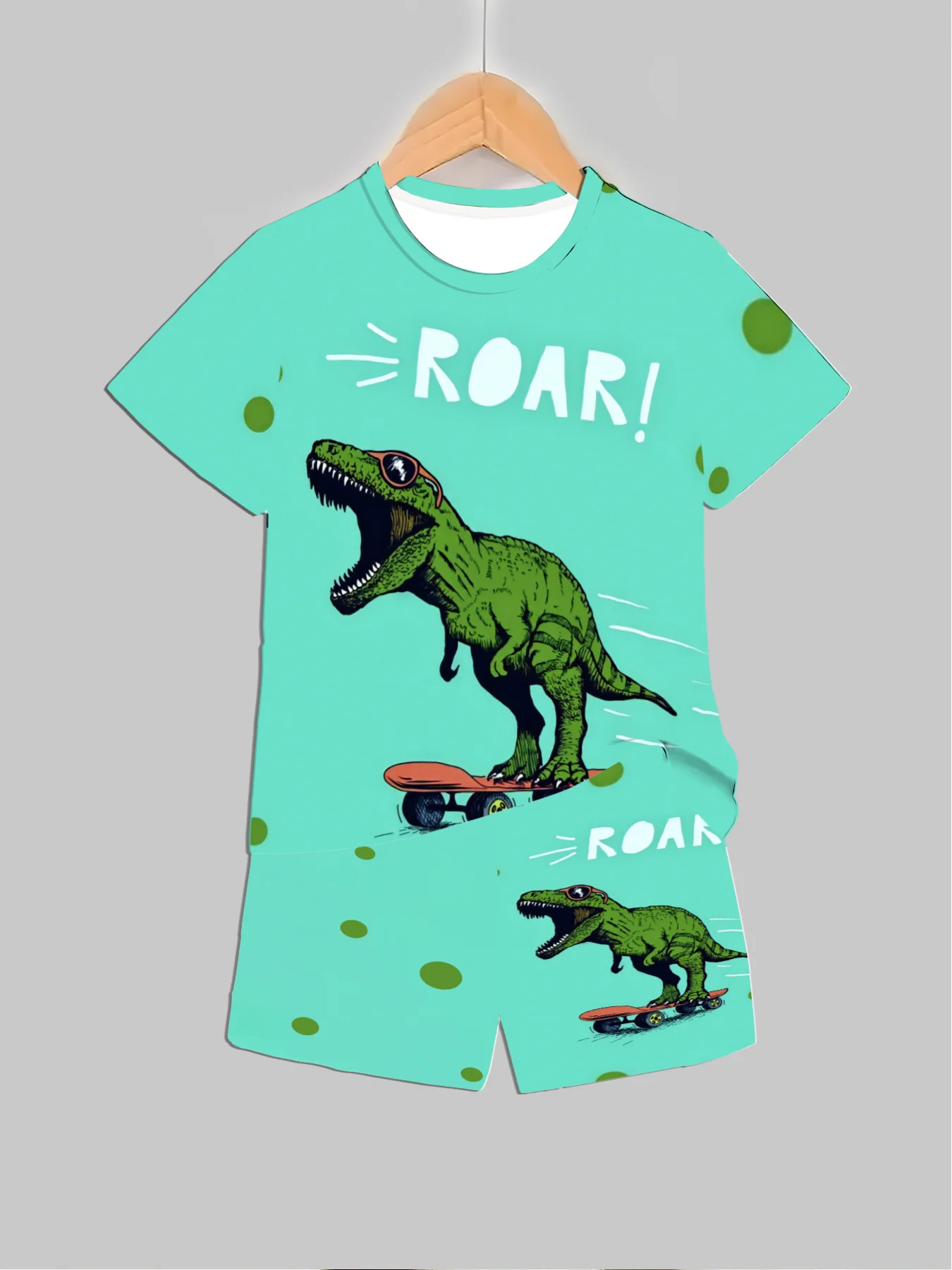 新しい恐竜プリント衣装トップス + ショーツ 2 個夏用男の - Baby Clothing Usa のレビューと価格