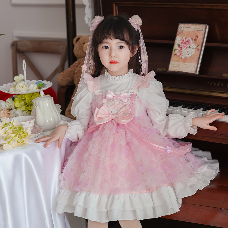 春の子供服女の子高品質パフスリーブプリンセスドレスベビーキッ - Baby Clothing High Quality のレビューと価格