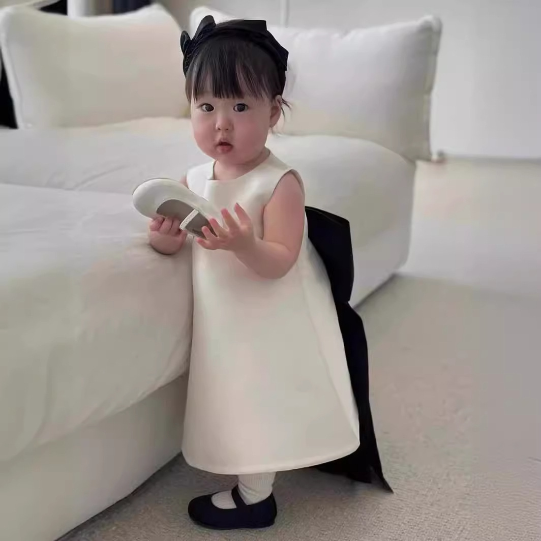 女の子のための台形の弓のドレス,韓国の王女のドレス,誕生日パ - Baby Clothing High End のレビューと価格