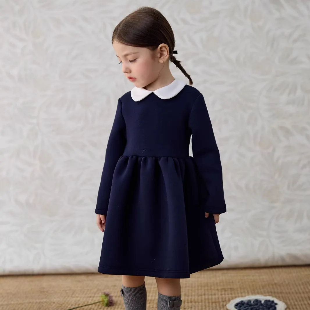 女の赤ちゃんのドレスファッション長袖ピュアカラーピーターパン - Baby Clothing High End のレビューと価格