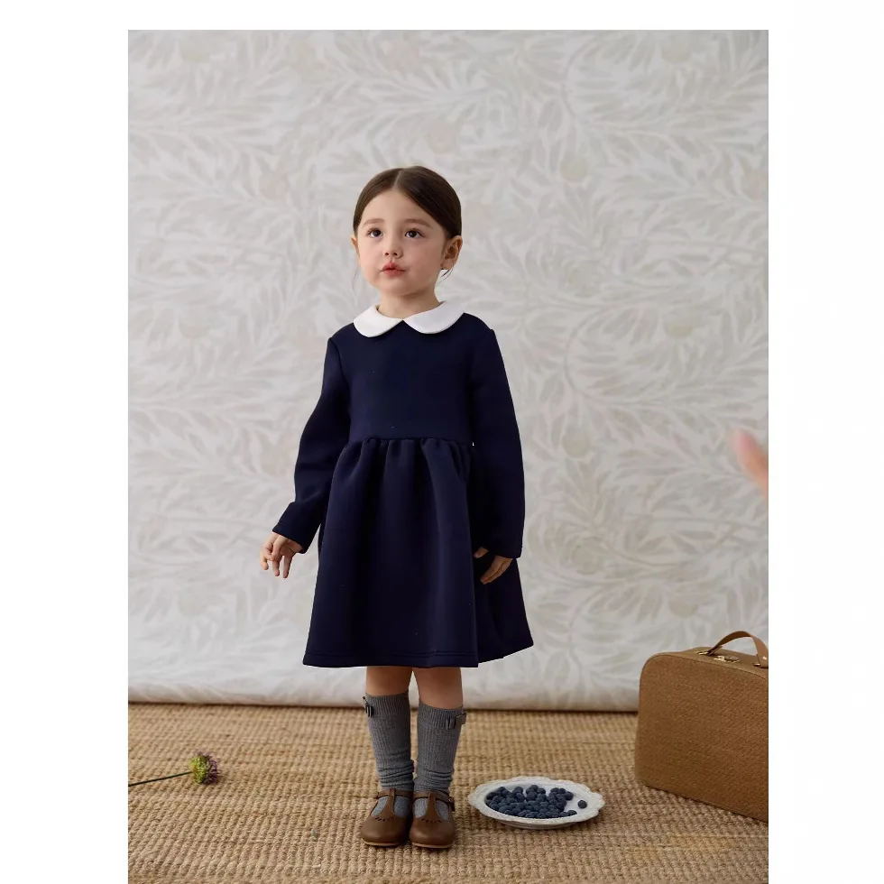 女の赤ちゃんのドレスファッション長袖ピュアカラーピーターパン - Baby Clothing High End のレビューと価格
