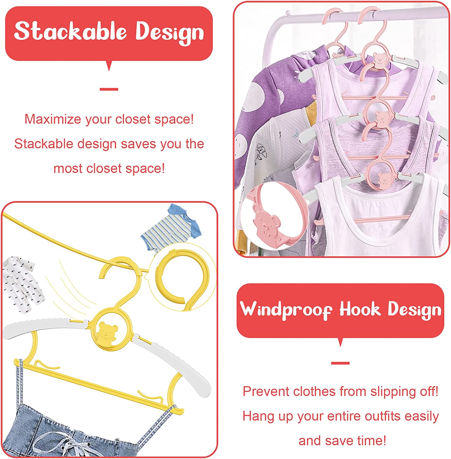 UNTIOR ノンスリップベビー服ハンガー調節可能な収納ハン - Baby Clothing Dresser のレビューと価格
