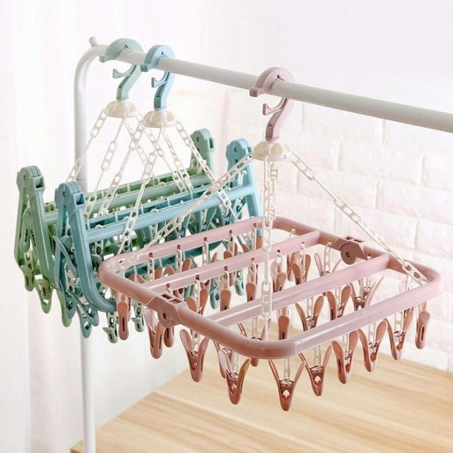 1 PC 32 クリップ折りたたみの衣類ハンガー 乾燥機 防 - Baby Clothing Hanging Rack のレビューと価格