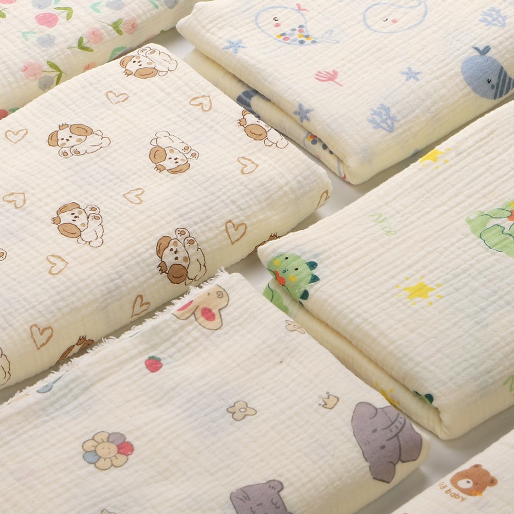 130cm×50cmの綿製二重ガーゼ生地。かわいらしい漫画柄 - Baby Clothing Usa のレビューと価格