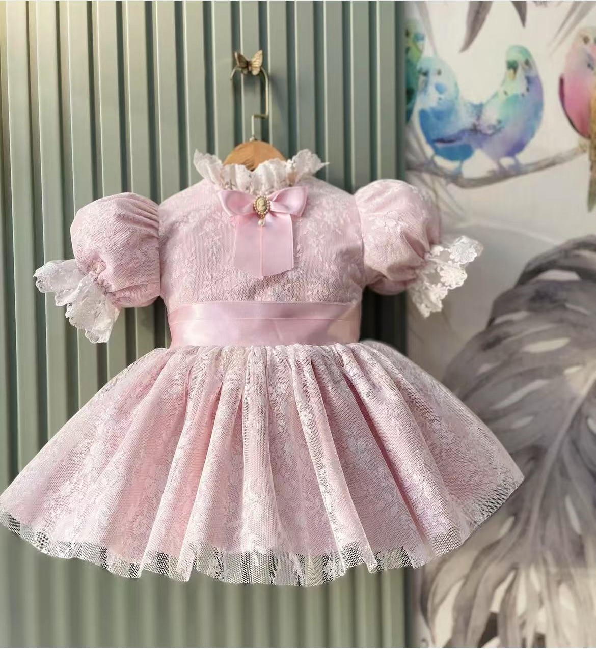 0-12Y 女の赤ちゃん夏ピンクメッシュヴィンテージプリンセ - Baby Clothing Dresser のレビューと価格