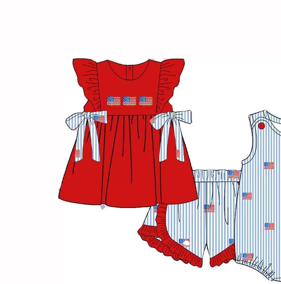 高品質の7月4日キッズ服プリントツーピースセット、米国旗柄の - Baby Clothing High Quality のレビューと価格