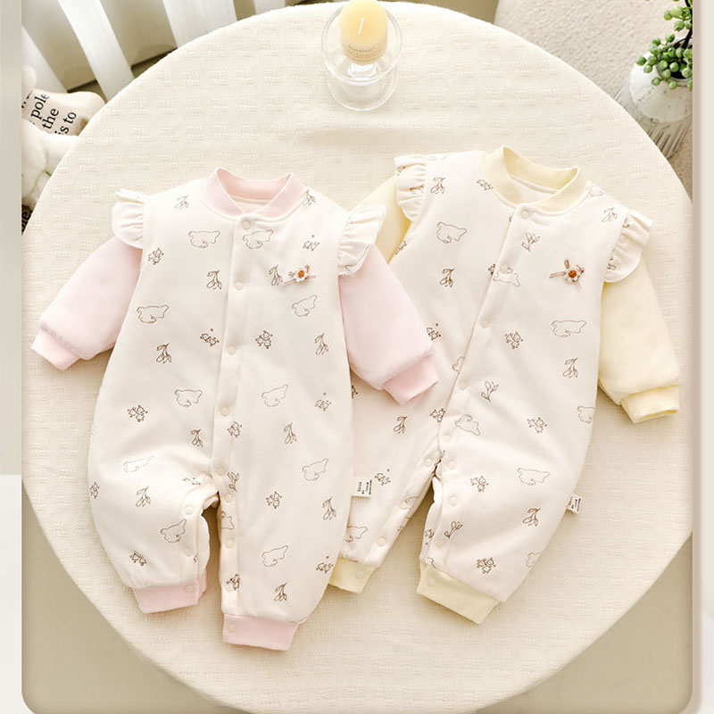新生児綿高品質春と秋のジャンプスーツかわいい蝶の装飾ロンパー - Baby Clothing High Quality のレビューと価格