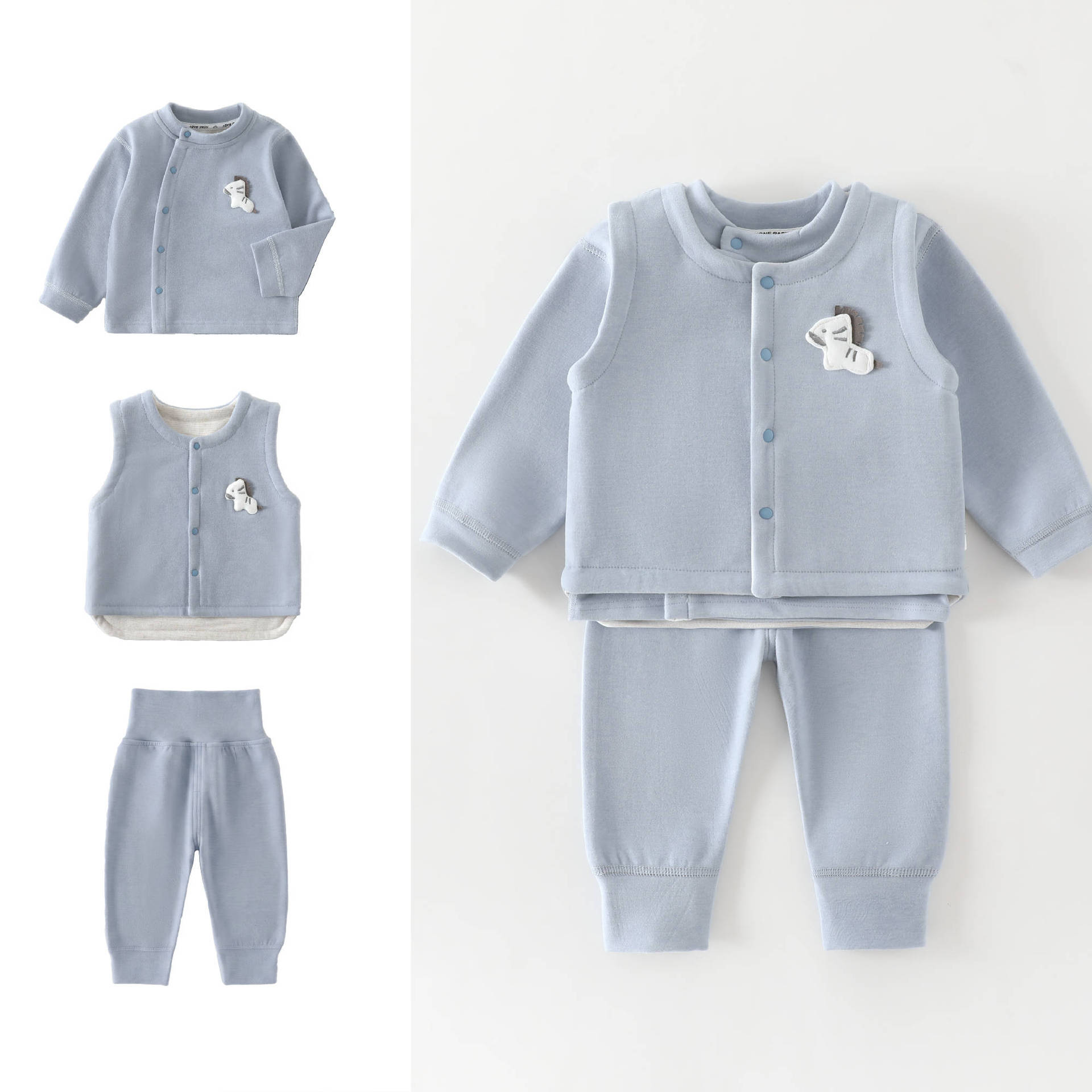 0-4歳児用ベビーベスト+長袖トップス+長ズボン3点セット  - Baby Clothing High Quality のレビューと価格